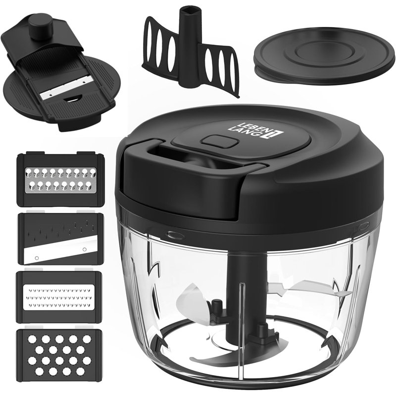 Lebenlang Manual Food Processor & Onion Chopper - 26 Oz Incl. Useful Acessory, Bpa-free