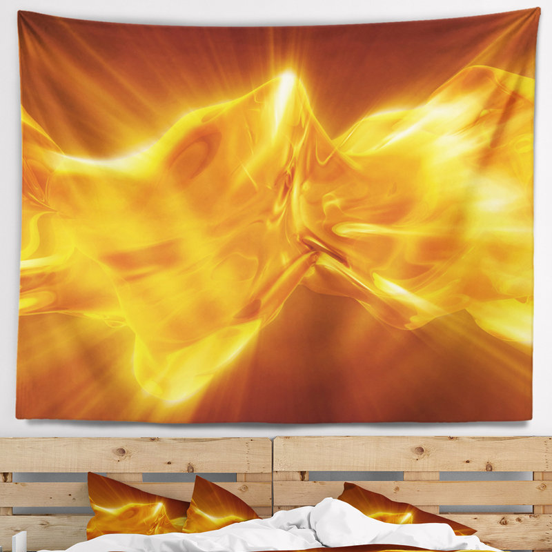Plasmas abstraits et liquide avec tapisserie Fiery Shine, H 68 po x l 80 po