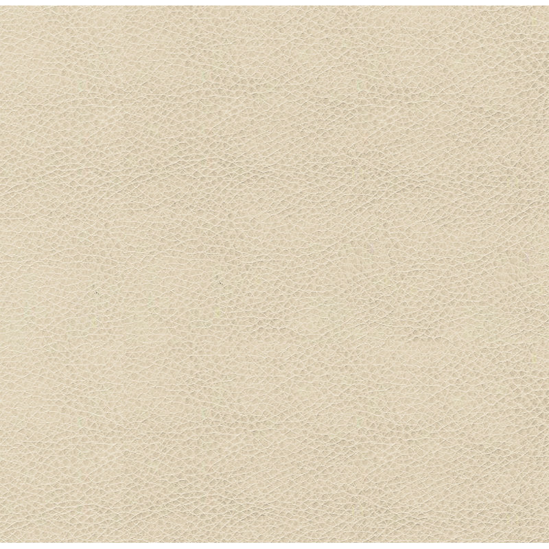 Drift Ottoman With Wood Base - Sand Faux Leather, Cream