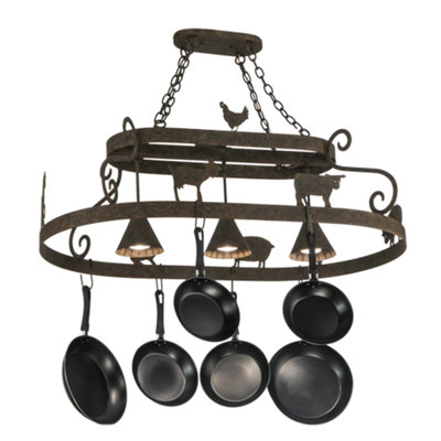 Steel Handcrafted Oval Chandelier Pot Rack