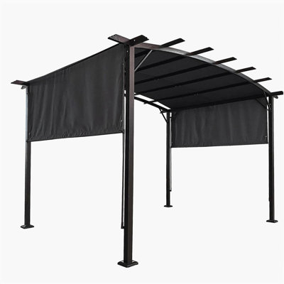 12 x 9 Ft Outdoor Pergola Patio Gazebo,Retractable Shade Canopy,Steel  Frame Grape Gazebo,Sun shelter Pergola for Gardens,Terraces,Backyard Same as W419S00033