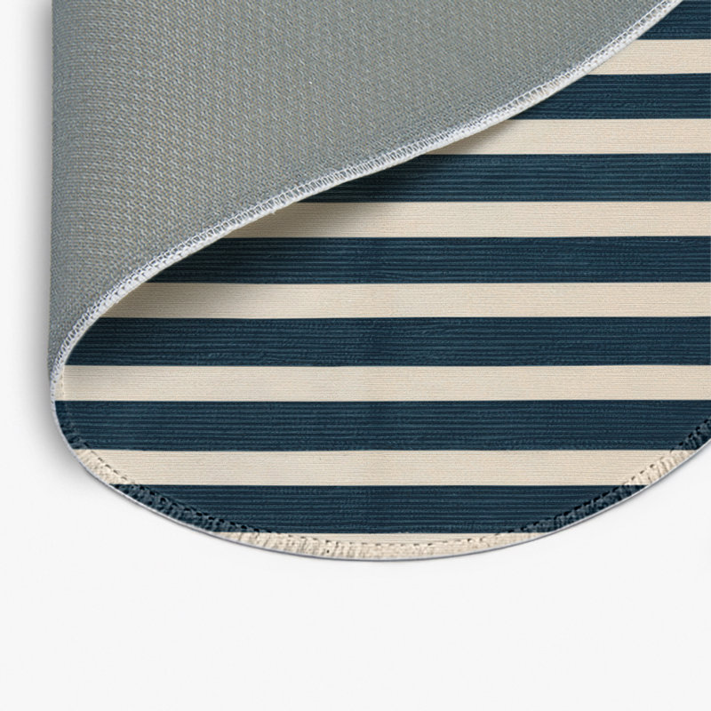 Tapis intérieur / extérieur gris HorizontalStripes, Rond 5 pi