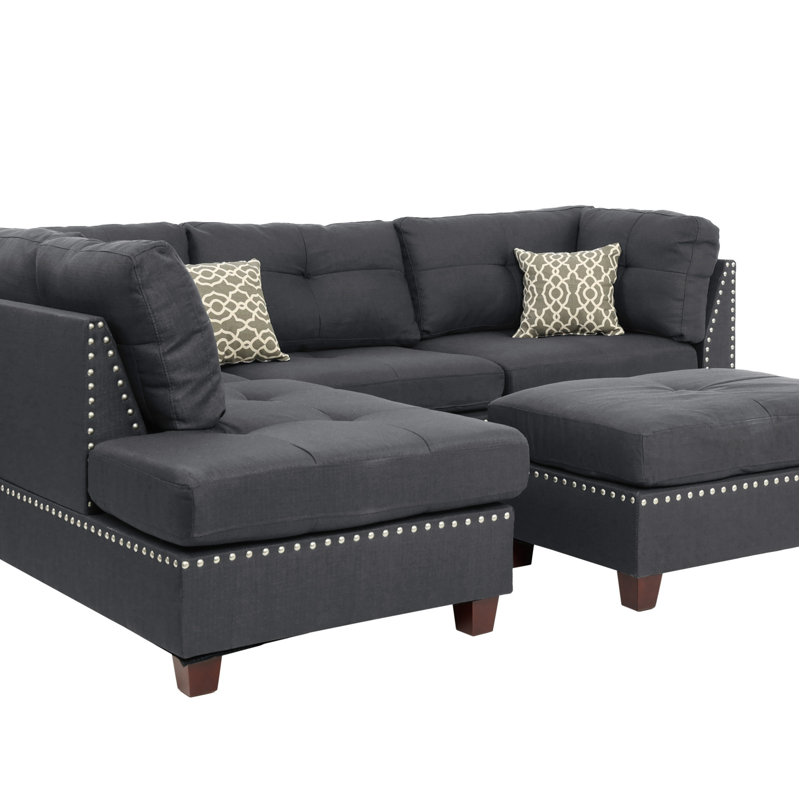 Canapé modulaire 3 pièces, Tissu gris