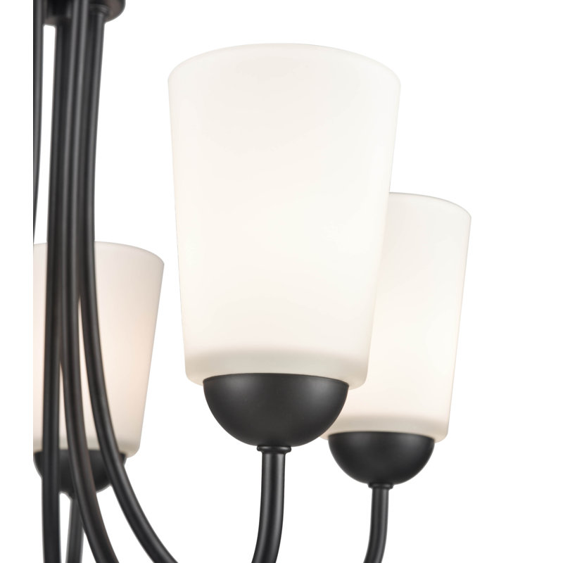 Lustre classique / traditionnel à 5 lumières , Noir mat