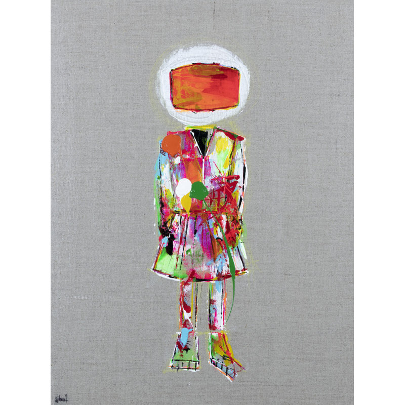 Astronaut On Gray Print by Jphono 1, Black Framed Paper, 21.25" H x 17.25" W