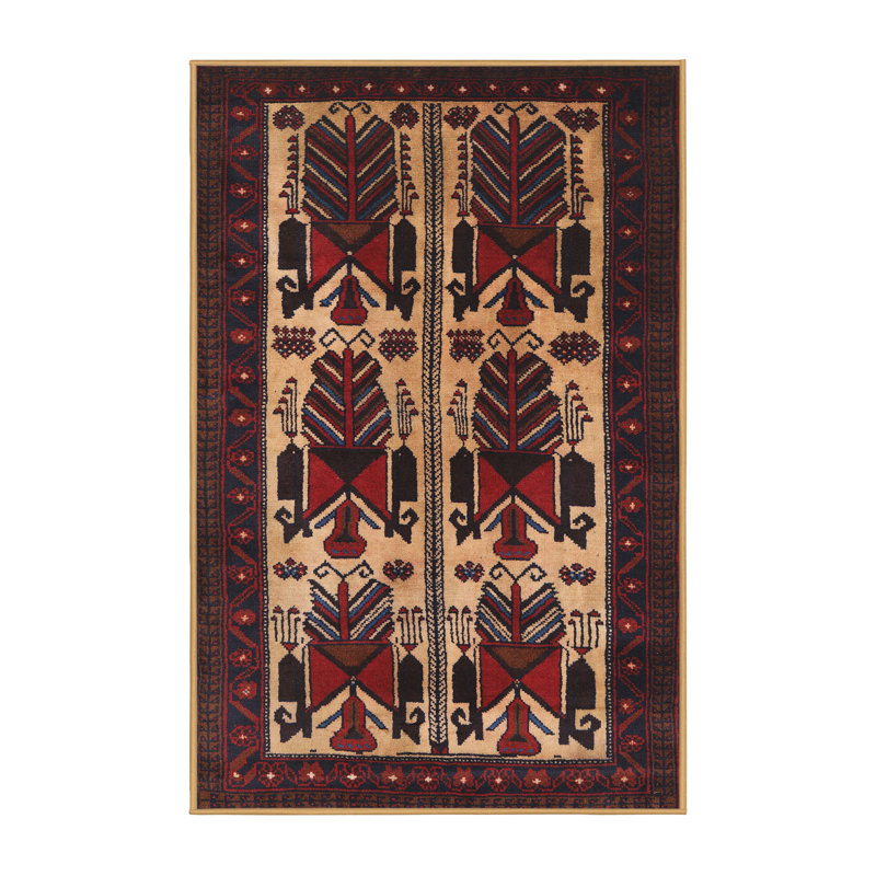 Tapis rouge / lin Southwestern, Rectangle 5 pi x 8 pi