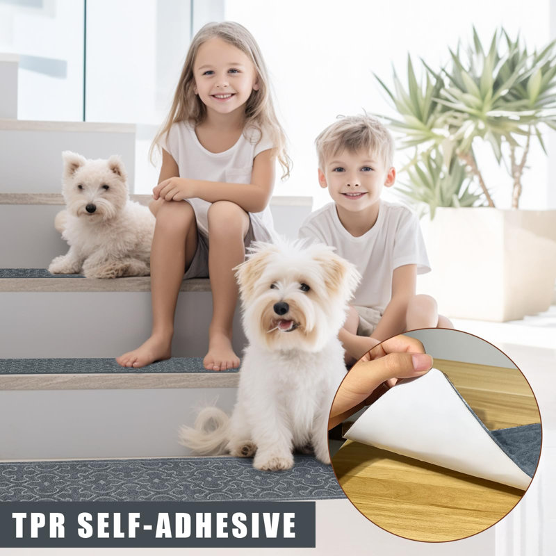 Dark Gray Polypropylene Non-Slip Stair Treads for Wooden Steps