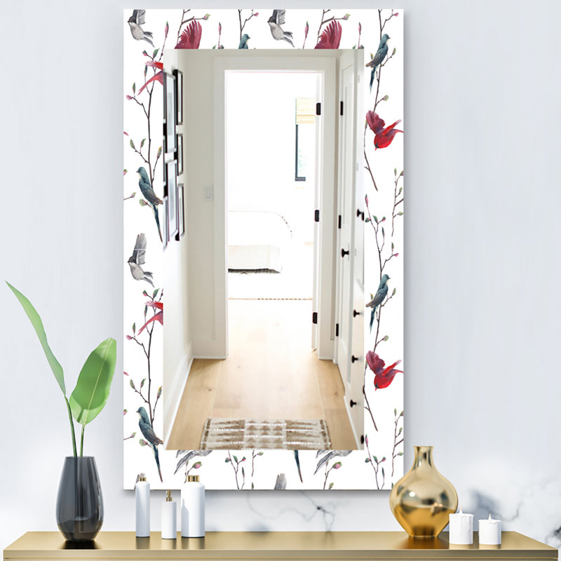 Miroir de salle de bain/meuble-lavabo oiseaux campagne, H 39,4 po x l 29,5 po