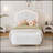 Twin Size Flower-Shaped Upholstered LED Platform Bed with Storage Ottoman, White Sherpa Fabric, Elegant and Functional