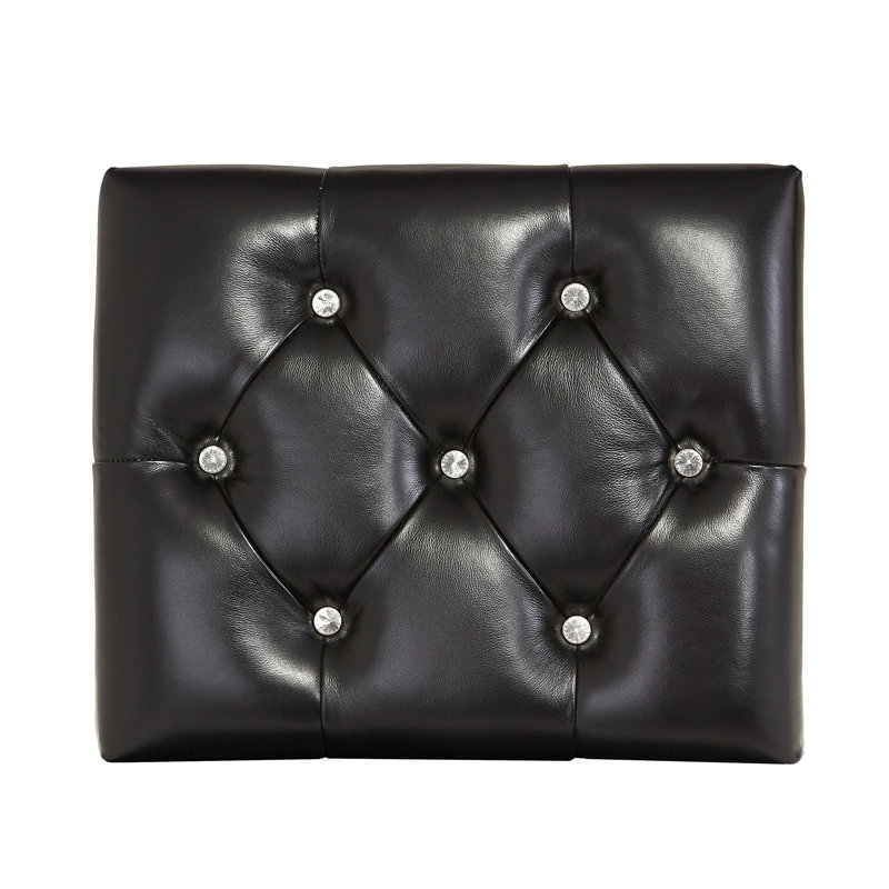 Hollywood Swank Leather Vanity Stool, Platinum Gold/Black