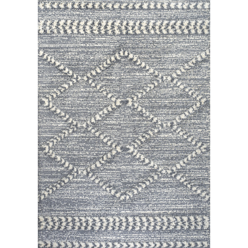 Dardanelle Moroccan Trellis High-Low Gray/Cream Rug, Rectangle 3' x 5'