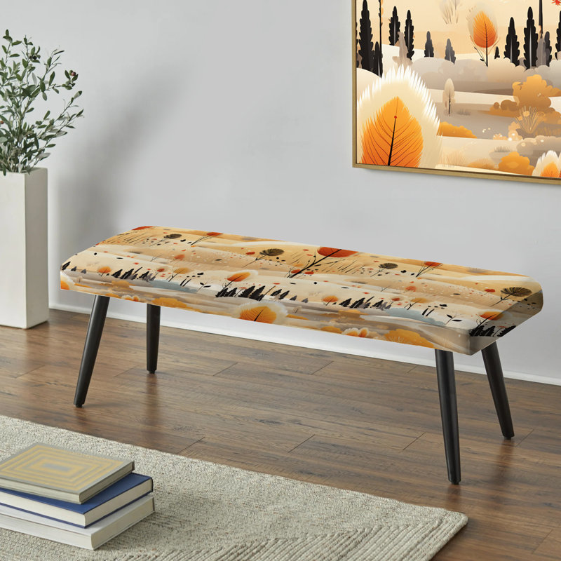 Motif bohème beige à motif floral II - banc rembourré floral noir