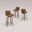 Tabouret de comptoir pivotant en bois cintré Mid-Century-133656766