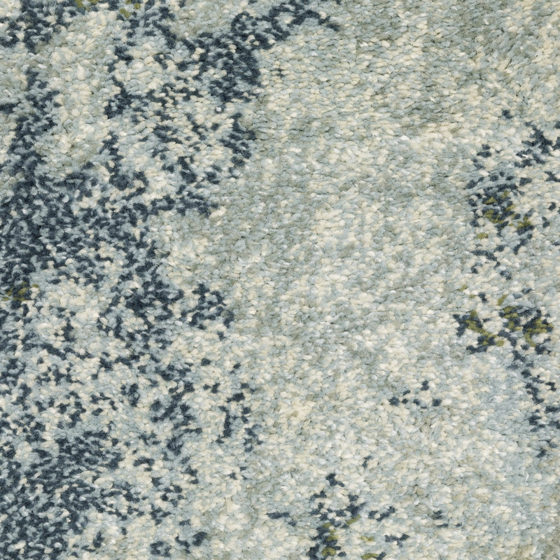 Tapis abstrait bleu / gris / vert Matsumura, Rectangle 3 pi 3 po x 5 pi