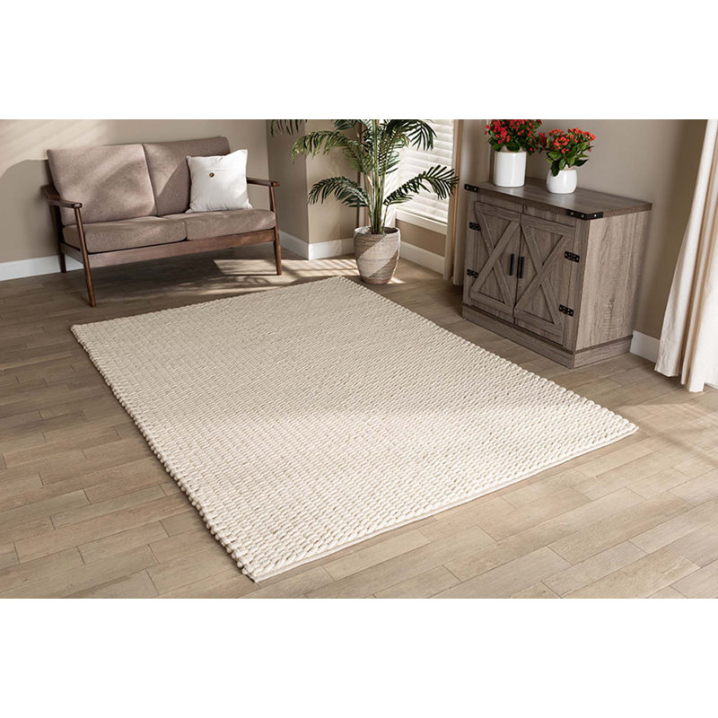 Tapis crème en laine crocheté à la main Culbreath