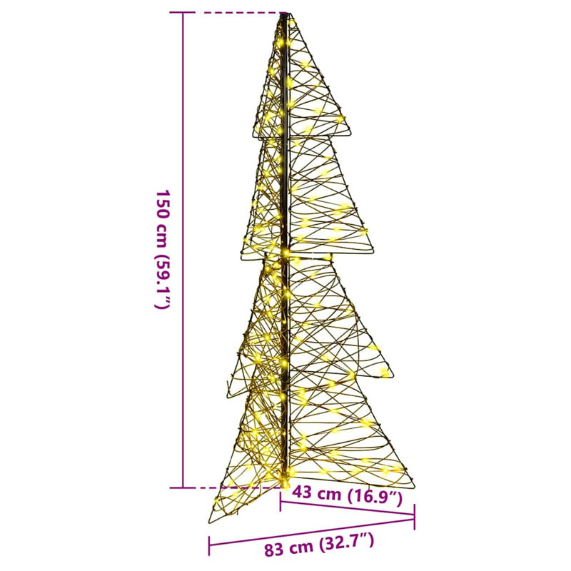 vidaXL Christmas Tree with 240 LEDs Acrylic, Warm White/Black, 150cm H x 83cm W x 43cm D