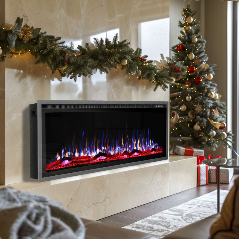 Smart Linear Electric Fireplace, 23.23" H x 50" W x 7.48" D