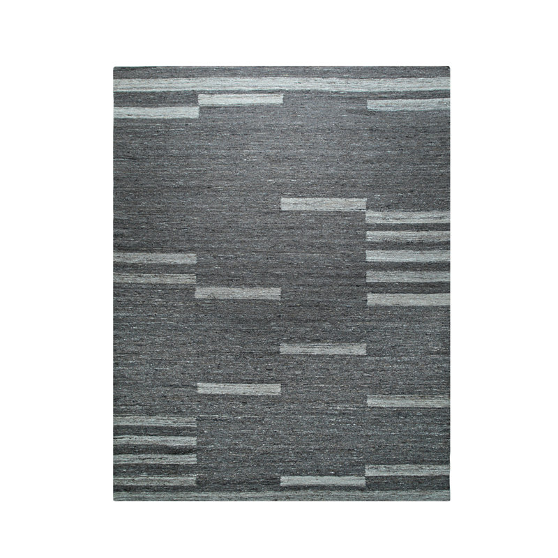 Iyah Brown Flatweave Wool Area Rug, Rectangle 6' x 9'