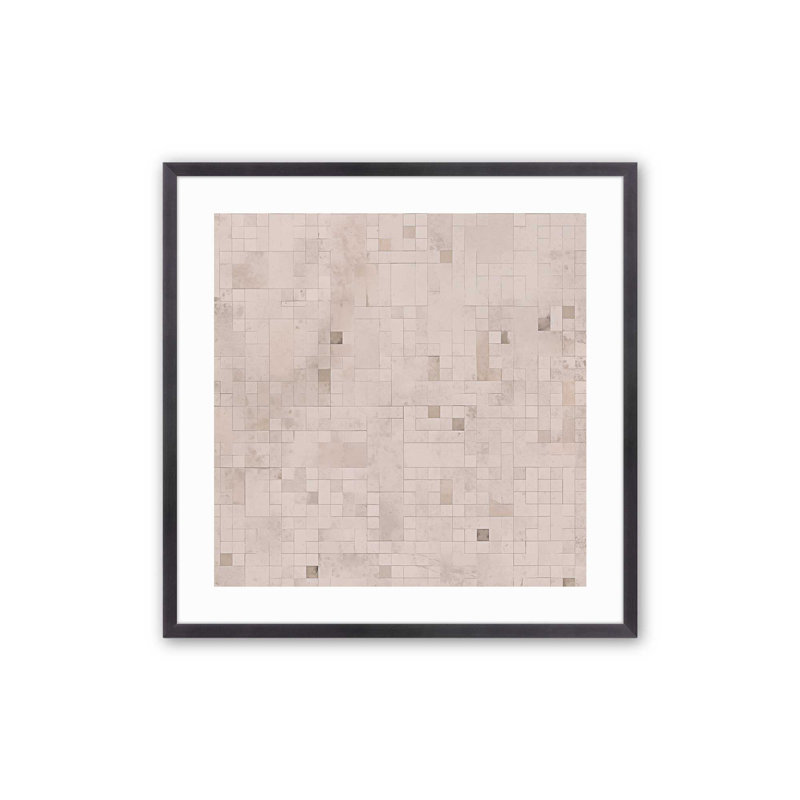Impression mosaïque matricielle v2, Cadre photo en zinc patiné, H 20 po x l 20 po x P 1,25 po