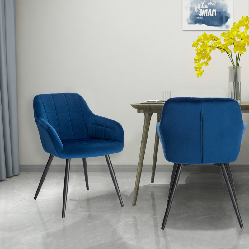Palumbo Upholstered Dining Chair, Black, Ocean Blue, 1