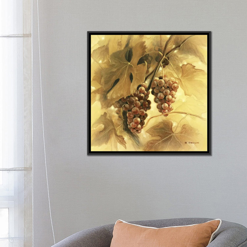 « raisins iii », reproduction sur toile, H 18 po x l 18 po x P 1,5 po, Toile avec cadre noir, Pas de tapis