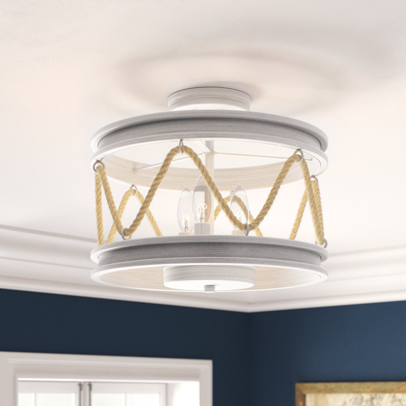 Steel Semi Flush Mount, Gray Driftwood
