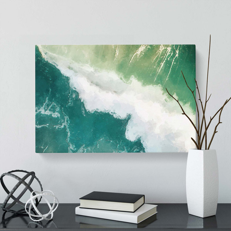 Green Crashing Waves in Australia - Wrapped Canvas, 60cm H x 91cm W x 3cm D