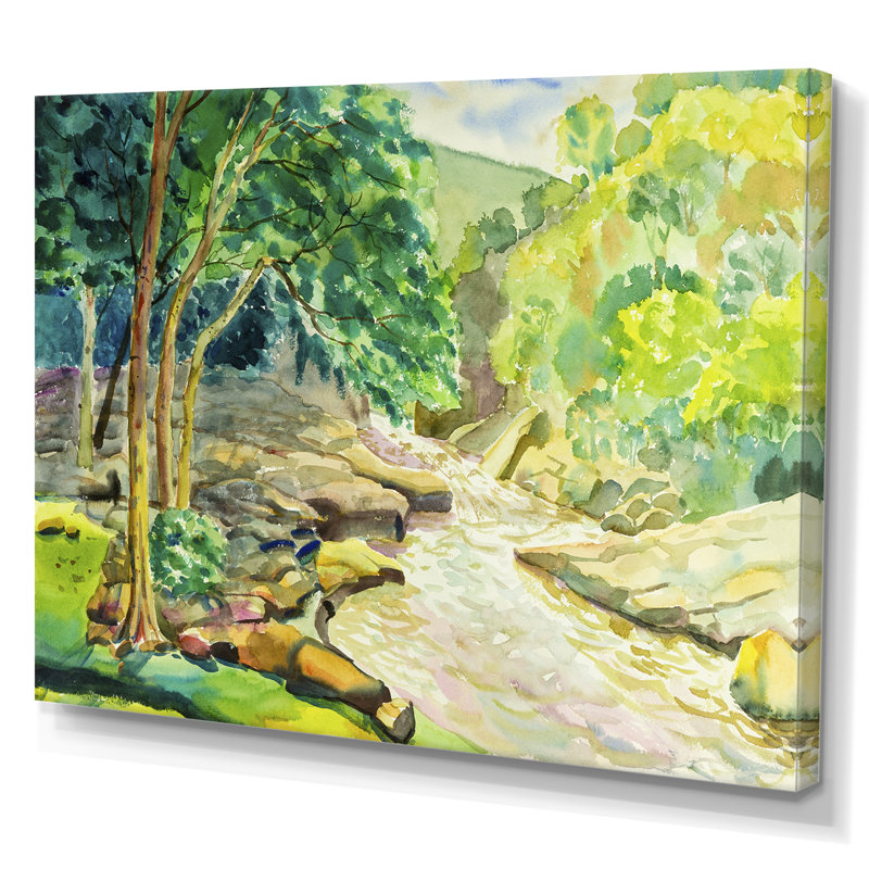«River In Summer Forest», reproduction sur toile, H 24 po x l 36 po x P 1 po, Toile tendue