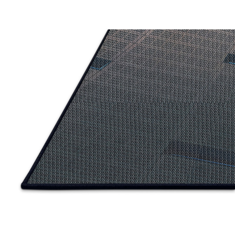 Tapis gris/bleu à tisser électrique, Rectangle 5 pi x 7 pi