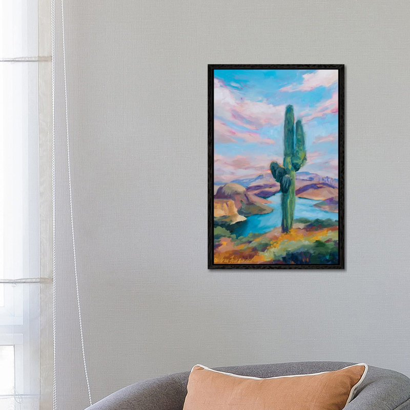 Lake View by Andrea Fairservice - Painting on Canvas, Black Framed, 101.6 cm H x 66.04 cm W