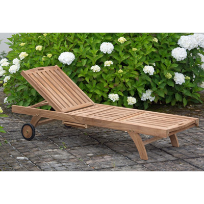 Emerfield 200cm Long Reclining Teak Single Chaise