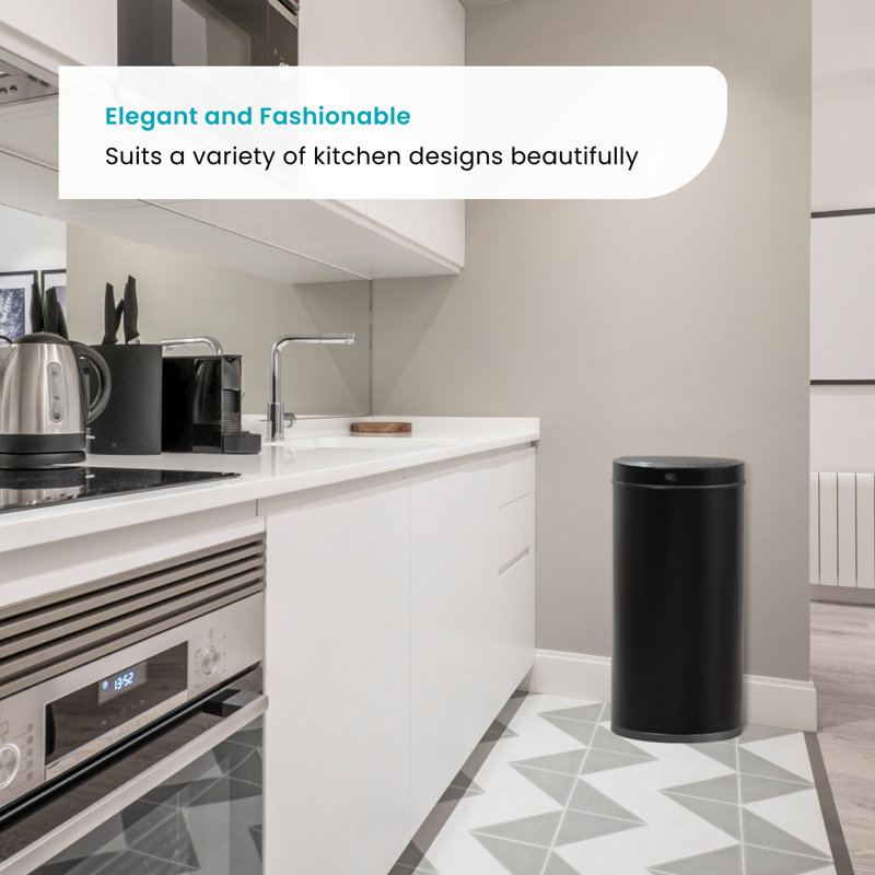 16 Gallon Black Stainless Steel Touchless Trash Can with Motion Sensor