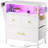 Nightstand with Charging Station and LED Lights, End Table with 3 Drawers and Shelf, White Dresser Landri