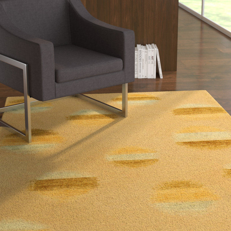Santa Fe Modern Abstract Hand-Knotted Wool Beige Area Rug - 9' x 12'