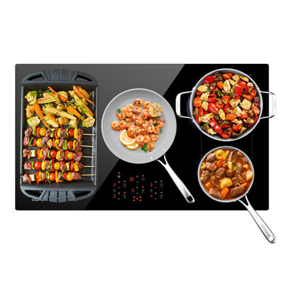 CIARRA 36 Inch Built-In Induction Cooktop, 5 Burners with Dual Flex Bridge Zones, 9600W High Power Booster, Smooth Touch Control, Child Safety Lock, Black Ceramic Glass, ETL Certified for Modern Kitchen Renovation