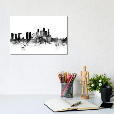 Singapore in Black and White by Michael Tompsett - 1 Piece Wrapped Canvas Wall Art