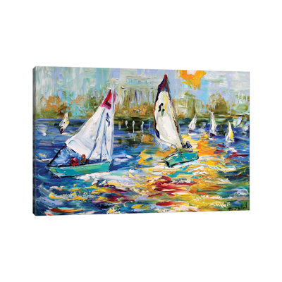 Sailboat Race Early Light 1 Piece Wrapped Canvas Painting