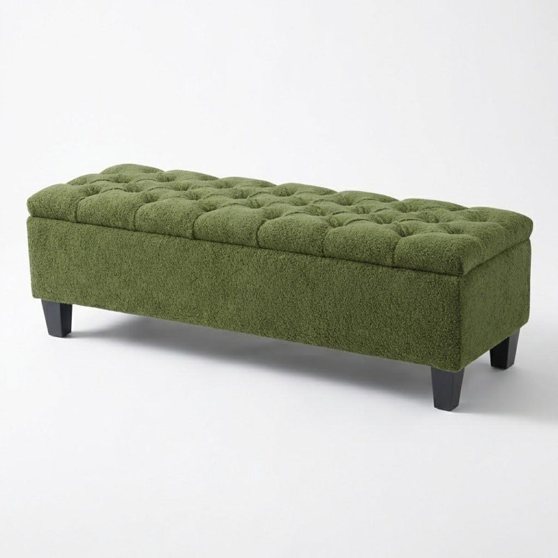 Repose-pieds capitonné avec repose-pieds rectangulaire capitonné Boucle, Vert