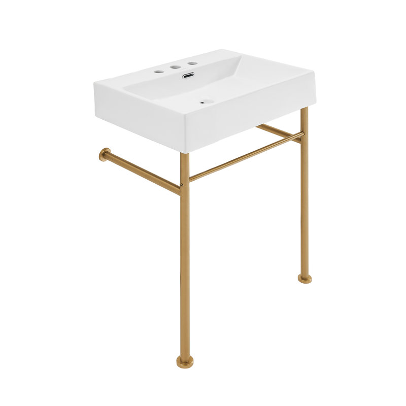 Lavabo console Claire, Blanc / doré