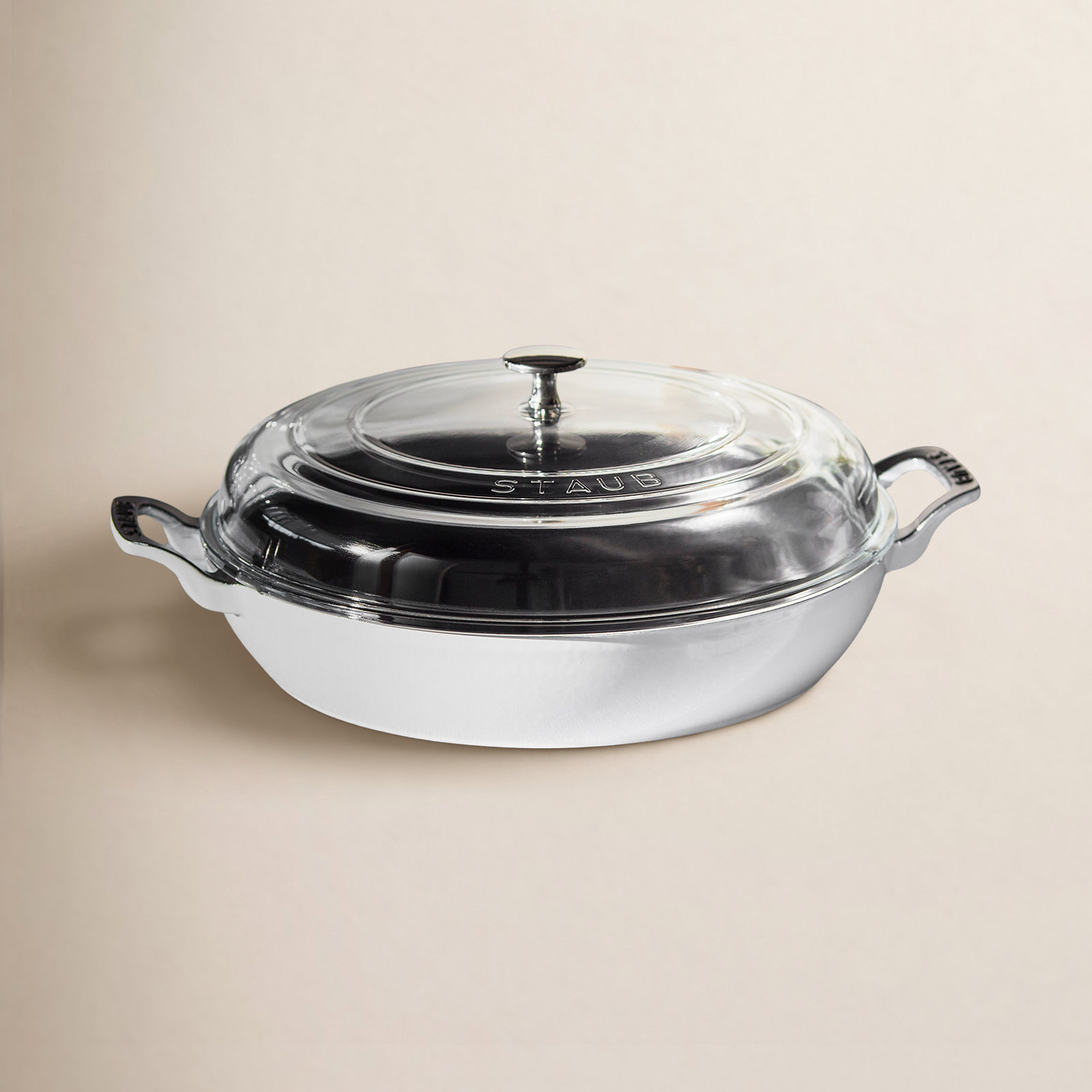 Braisers 3.5 L Cast Iron Round Heritage Braiser/Sauté Pan, White