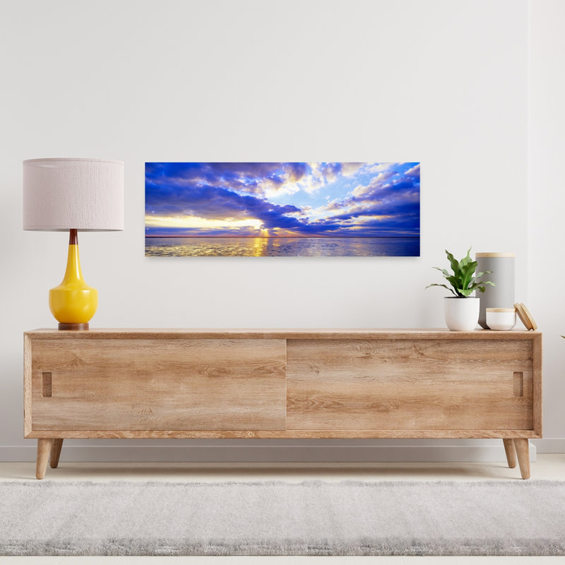 Coucher de soleil, art paisible paysage paisible au coucher du soleil, Allemagne, H 12 po x l 36 po