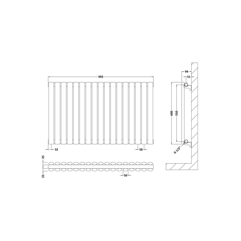 Revive Horizontal Designer Radiator, White
