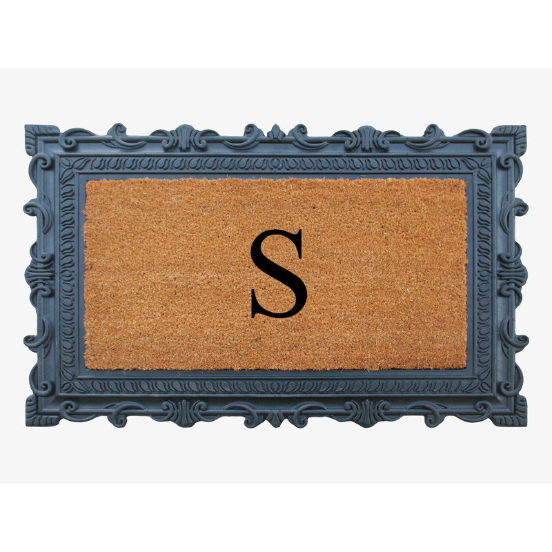 Paillasson à motif de monogramme de 24 po x 36 po Carson, S, Noir