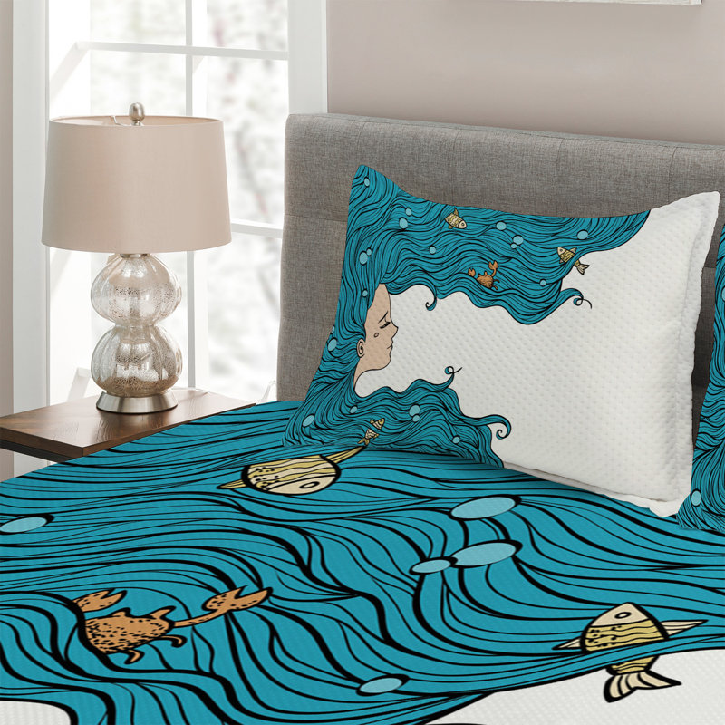 Coastal Polyester Coverlet, King Bedspread + 2 Shams