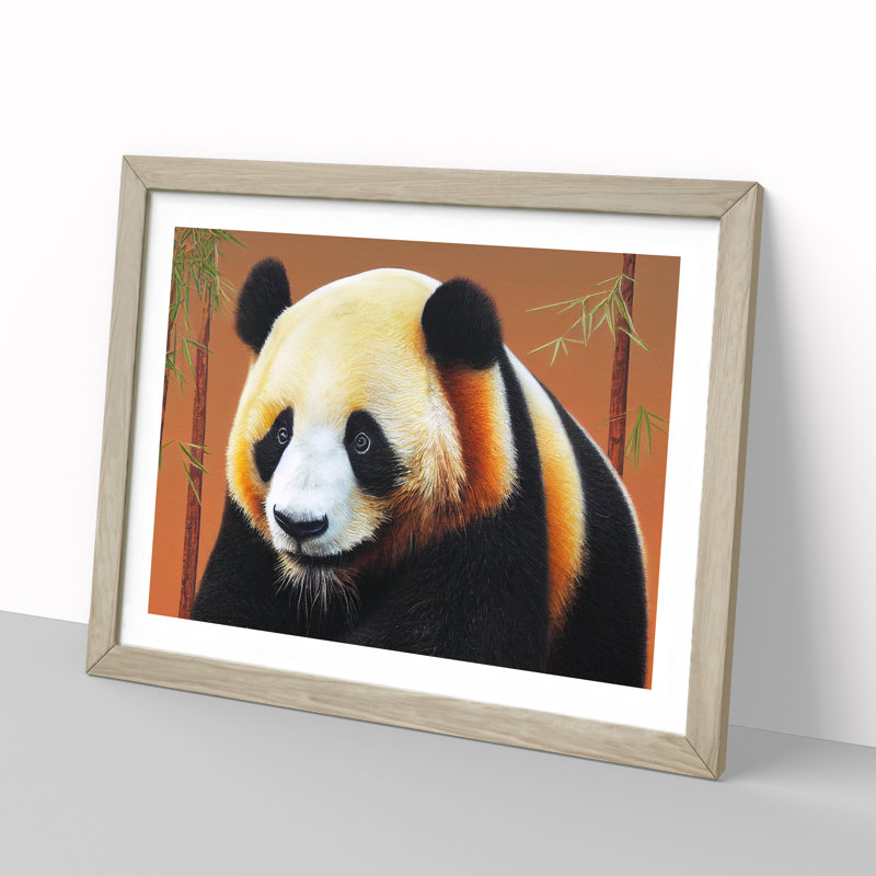 Bewitching Panda - Single Picture Frame Print, 46cm H x 64cm W x 2cm D, Oak Framed