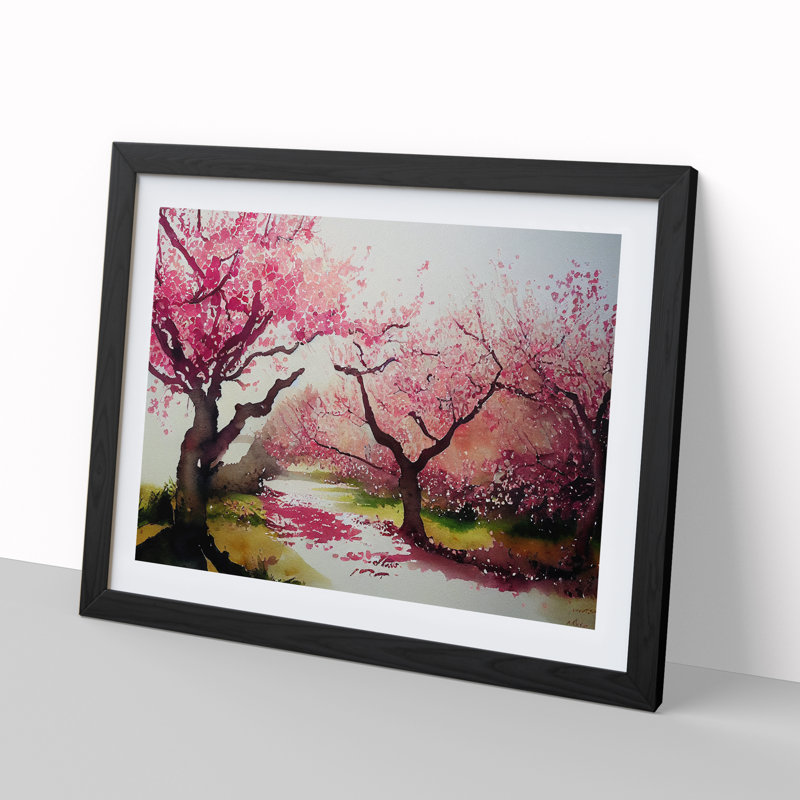 Interesting Cherry Blossom Trees - Framed Print, Black, 25cm H x 34cm W x 2cm D