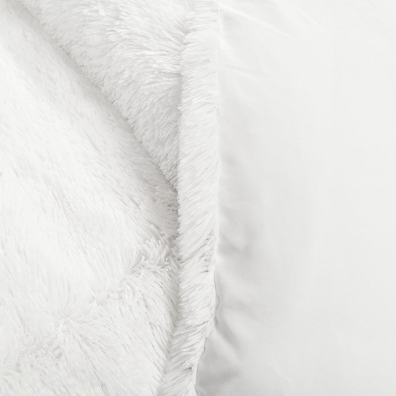 Twin-XL White Faux Fur Kids Comforter Set