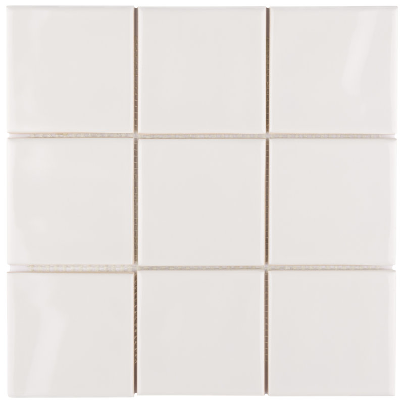 Twist Square 11-3/4 " x 11-3/4 " Ceramic Mosaic Wall Tile, Soft Cream
