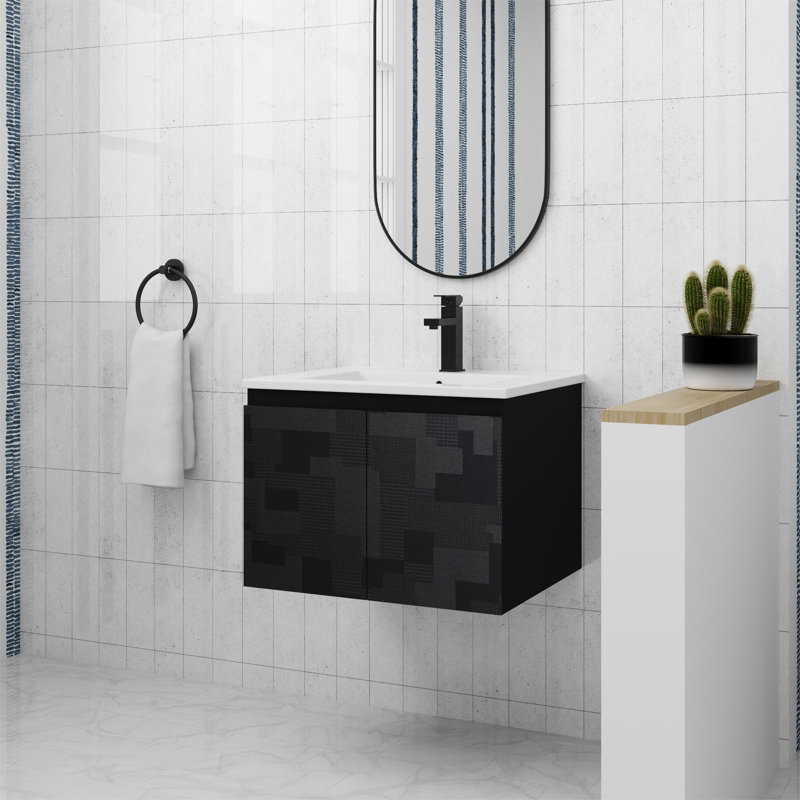 Meuble-lavabo simple 24,02 po avec dessus en céramique Applebaum