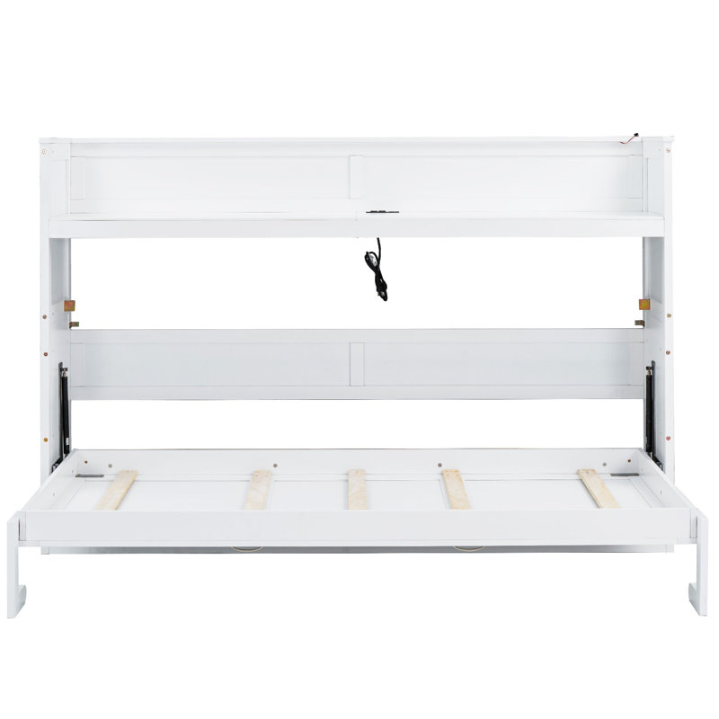 Latitude Run® Twin XL Murphy Bed with Desk, LED Light & USB Charging ...